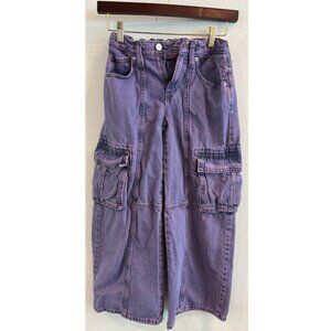 Old Navy Girls High Rise Baggy Cargo Jeans Purple Size 10